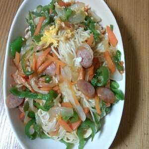 冷蔵庫掃除に！！素麺チャンプル